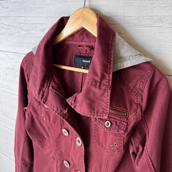 Hurley Jacket Womens Size Small Burgundy Winchester Woven Full Zip with Hood - Picture 10 of 16